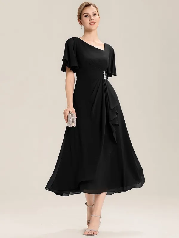 ever LILOU| Elegant Chiffon Ruffle Sleeve Formal Dress sold by Ever Pretty
