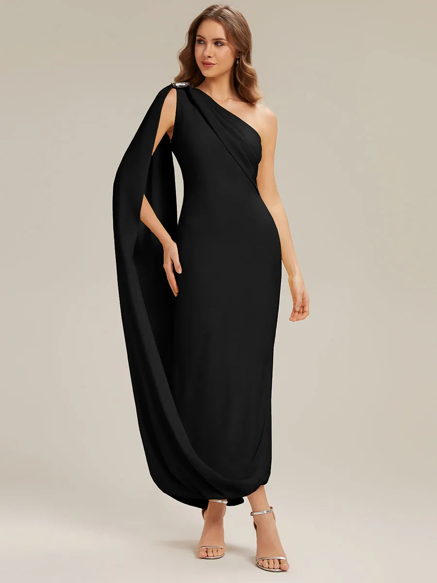ever KIELO|One-Shoulder Ruched Floor Length Formal Dress With Side Slit sold by Ever Pretty