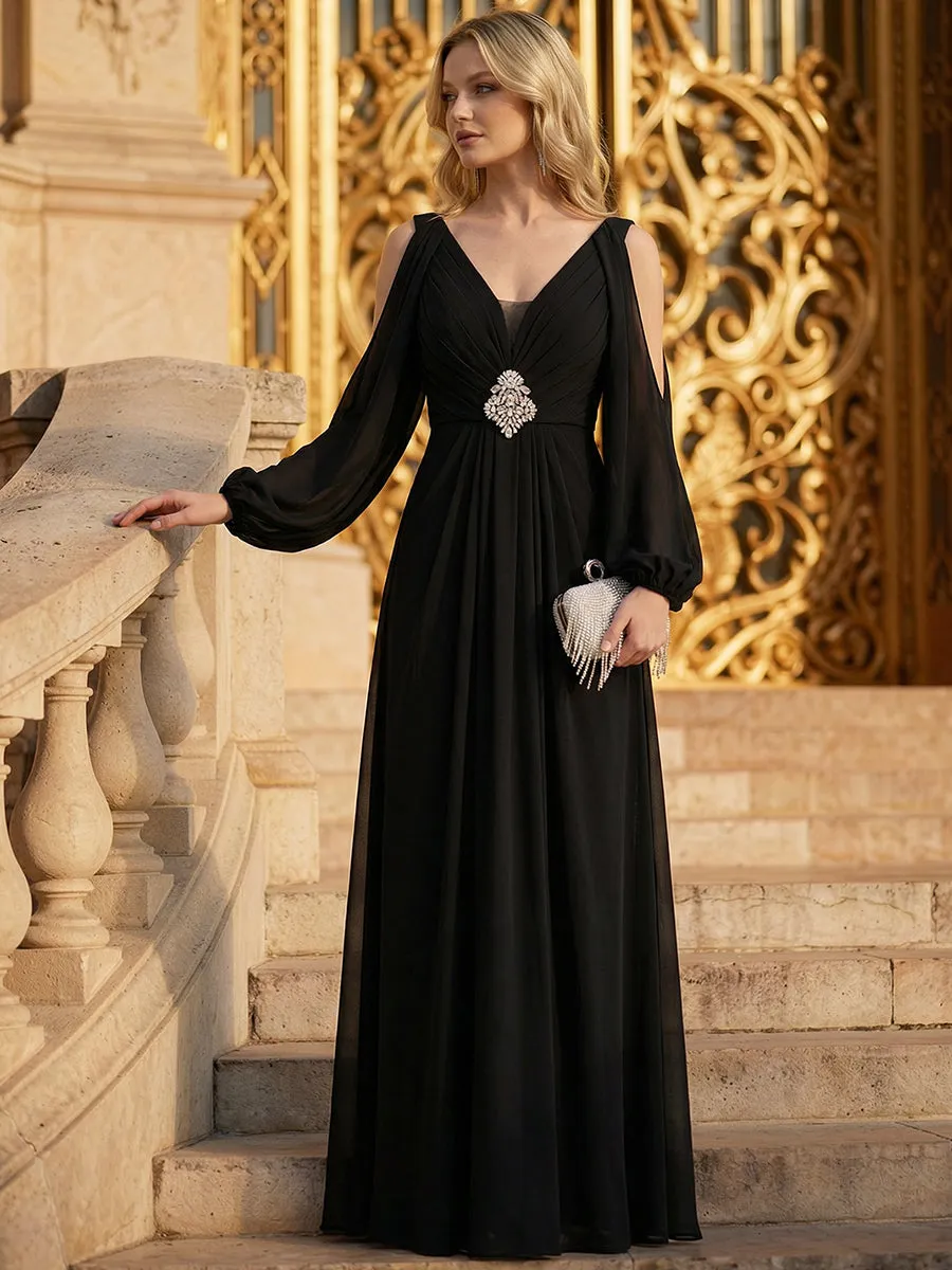 ever MARINA|Rhinestone Embellished Chiffon Lantern Sleeve Wedding Guest Dress sold by Ever Pretty product image thumbnail 3