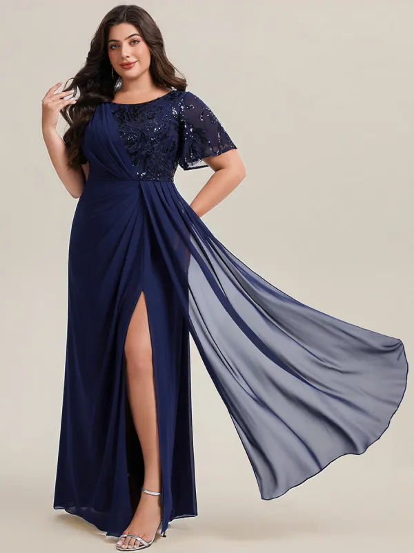 Plus Size Flowing Ribbons Chiffon Mother of the Bride Dress sold by Ever Pretty