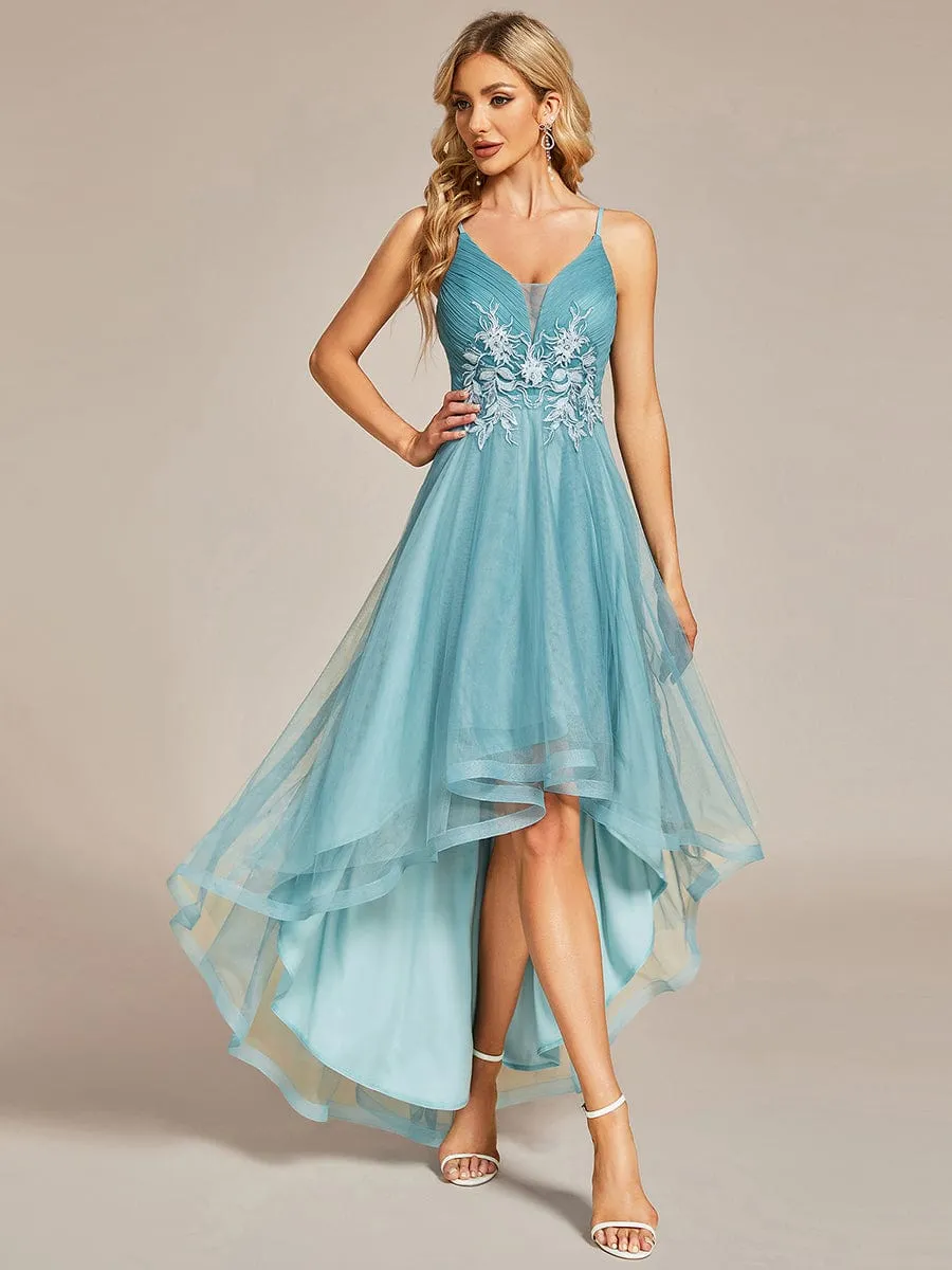 Stylish Floral Embroidered Waist High-Low Prom Dress sold by Ever Pretty product image thumbnail 3