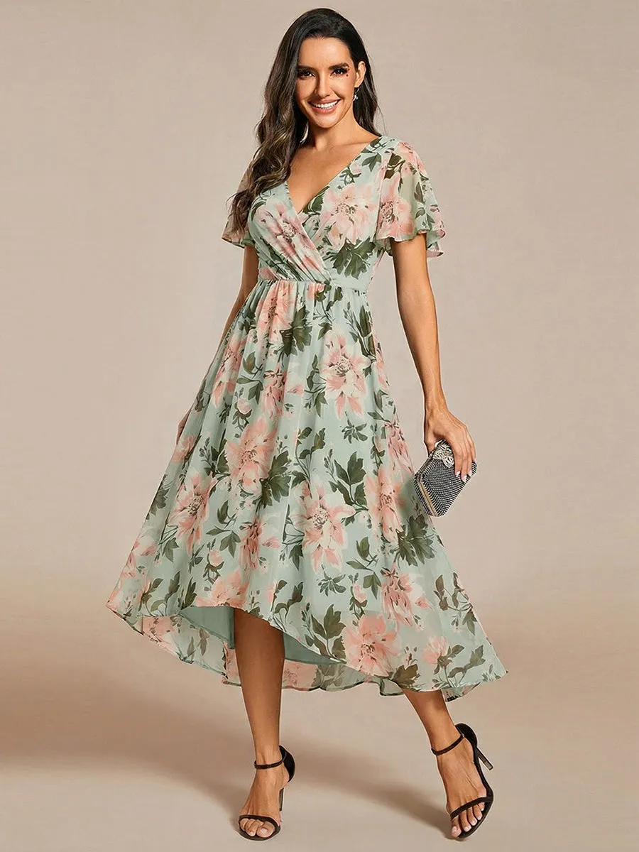 Deep V-Neck Chiffon Ruffle Sleeve Wedding Guest Dress sold by Ever Pretty product image thumbnail 5