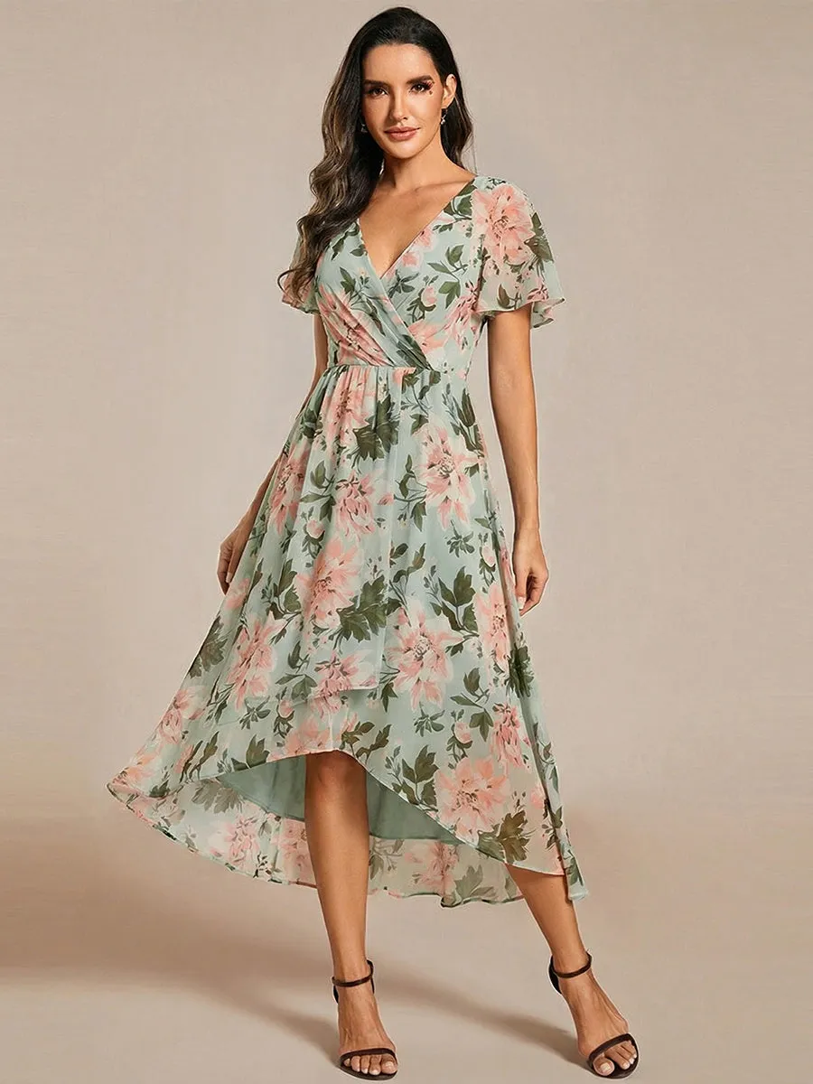 Deep V-Neck Chiffon Ruffle Sleeve Wedding Guest Dress sold by Ever Pretty product image thumbnail 4