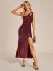 One Shoulder High Slit Bodycon Ankle Length Sequin Evening Dress sold by Ever Pretty