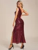 One Shoulder High Slit Bodycon Ankle Length Sequin Evening Dress sold by Ever Pretty