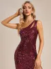 One Shoulder High Slit Bodycon Ankle Length Sequin Evening Dress sold by Ever Pretty