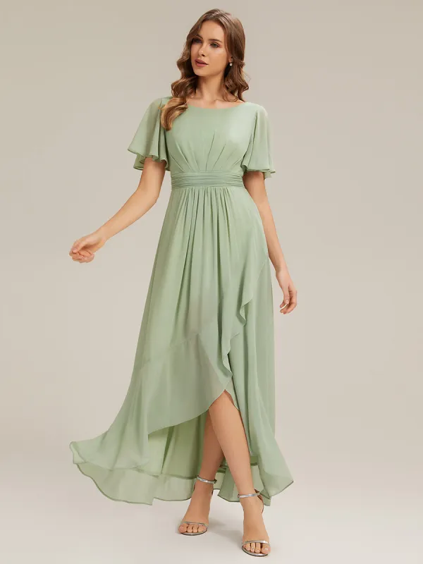Chiffon Ruffle Short Sleeve Wedding Guest Dress sold by Ever Pretty