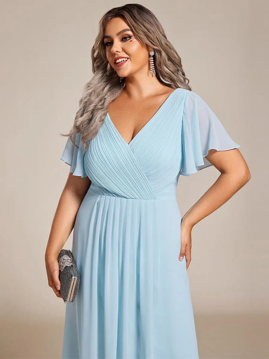 ever FAYE|Plus Size Pleated Midi Ruffles Sleeve Chiffon Bridesmaid Dress sold by Ever Pretty product image thumbnail 3