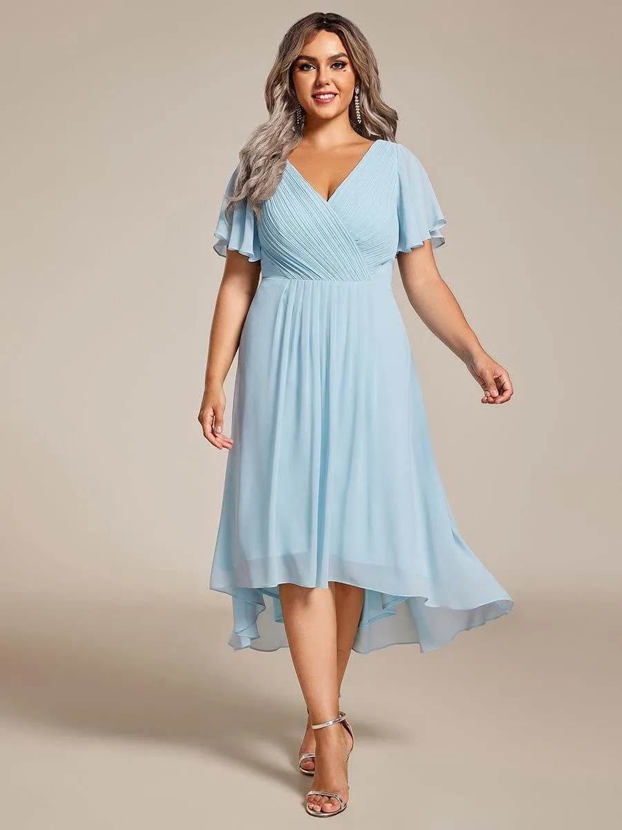 ever FAYE|Plus Size Pleated Midi Ruffles Sleeve Chiffon Bridesmaid Dress sold by Ever Pretty product image thumbnail 4