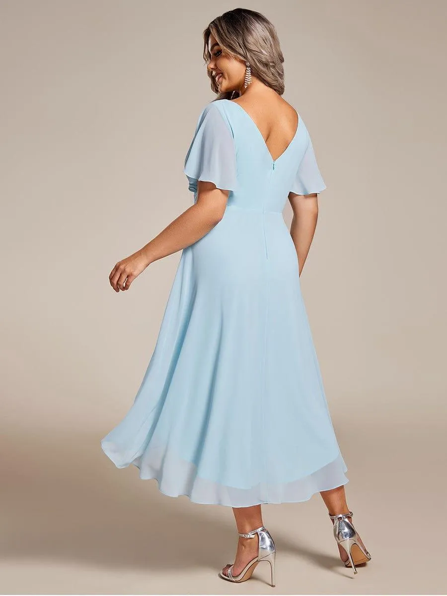 ever FAYE|Plus Size Pleated Midi Ruffles Sleeve Chiffon Bridesmaid Dress sold by Ever Pretty product image thumbnail 2