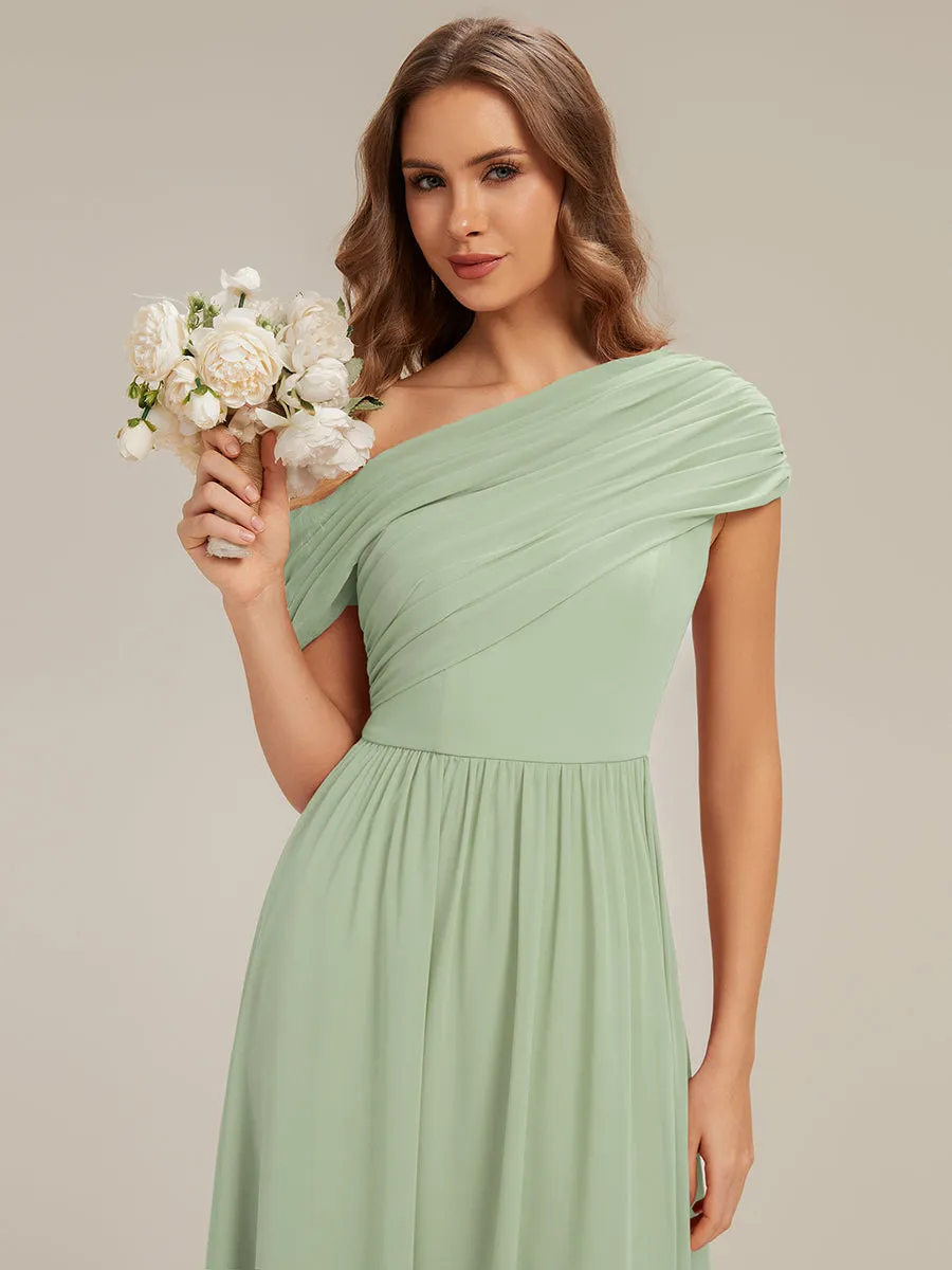 Gathered Chiffon Off the Shoulder Bridesmaid Dress sold by Ever Pretty product image thumbnail 3