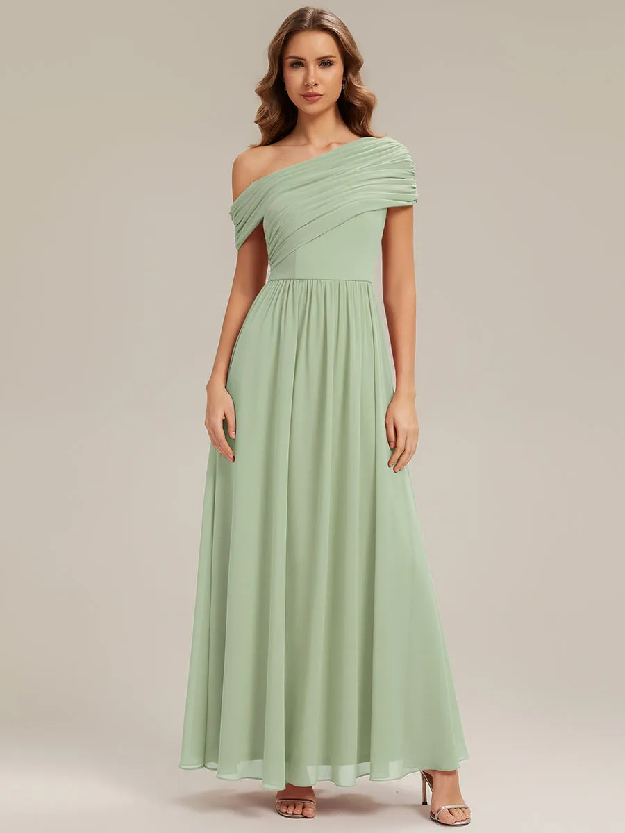 Gathered Chiffon Off the Shoulder Bridesmaid Dress sold by Ever Pretty product image thumbnail 4