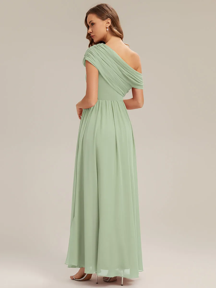 Gathered Chiffon Off the Shoulder Bridesmaid Dress sold by Ever Pretty product image thumbnail 2
