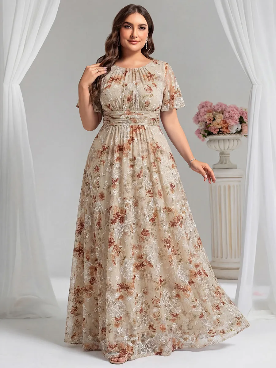 pretty KIMORA|Plus Size Printed Chiffon Pleated Maxi Wedding Guest Dress sold by Ever Pretty