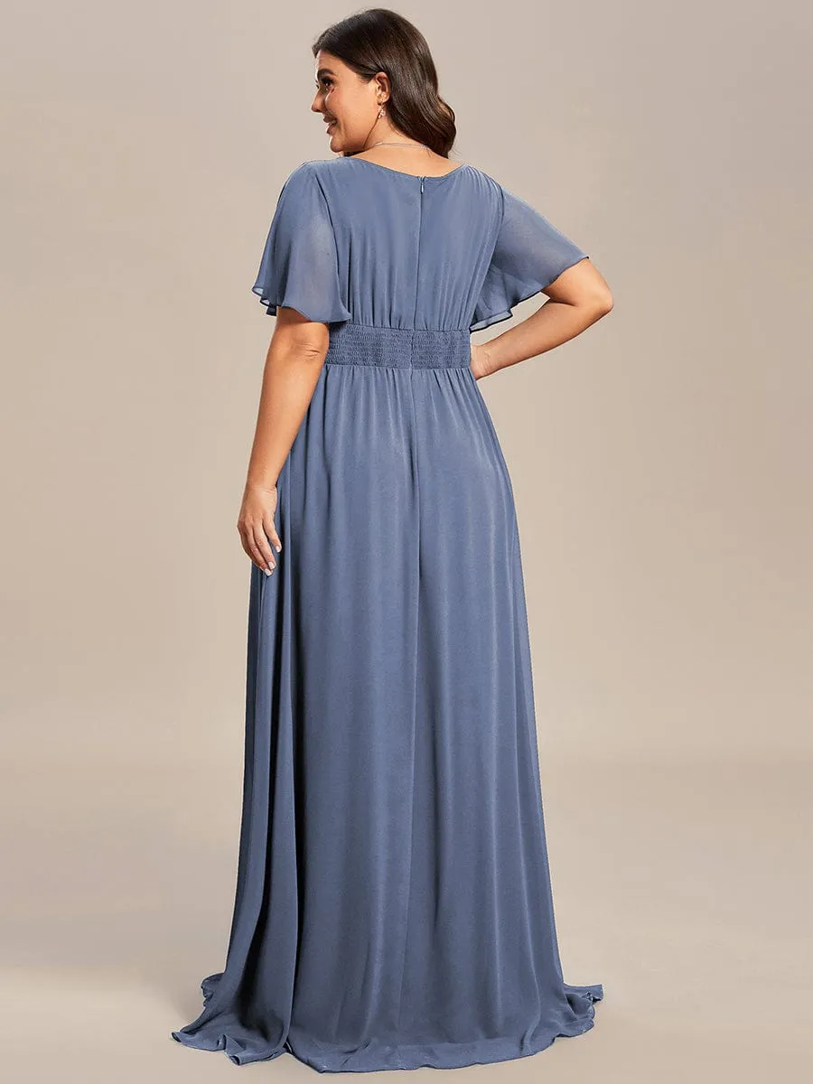 pretty KIMORA|Plus Size Printed Chiffon Pleated Maxi Wedding Guest Dress sold by Ever Pretty product image thumbnail 4