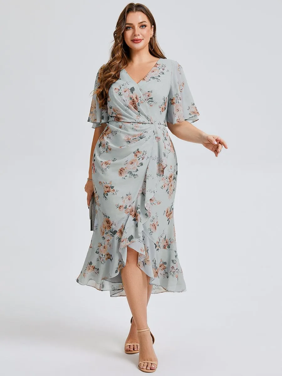 pretty FLORENCIA|Plus Size Printed Bodycon V-Neck Midi Dress sold by Ever Pretty product image thumbnail 3