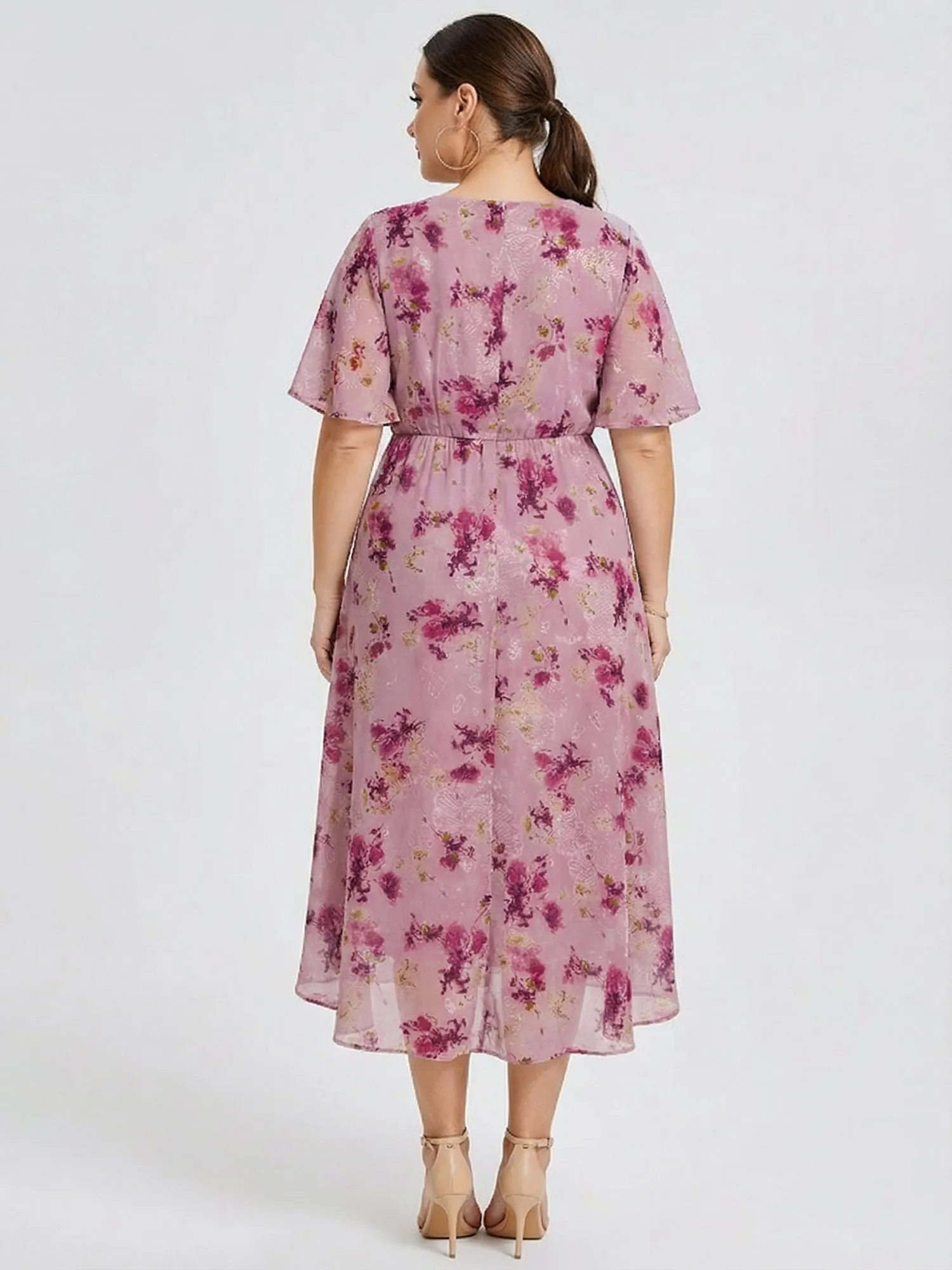 pretty FLORENCIA|Plus Size Printed Bodycon V-Neck Midi Dress sold by Ever Pretty product image thumbnail 2