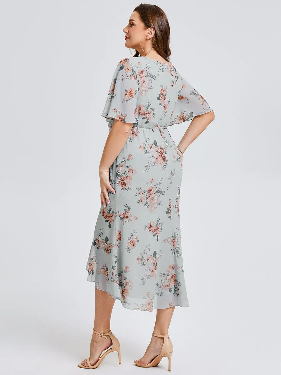 pretty FLORENCIA|Plus Size Printed Bodycon V-Neck Midi Dress sold by Ever Pretty product image thumbnail 4