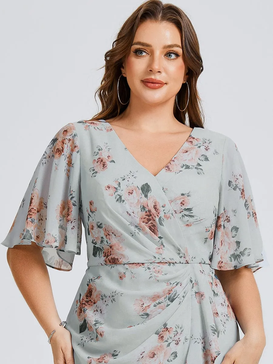 pretty FLORENCIA|Plus Size Printed Bodycon V-Neck Midi Dress sold by Ever Pretty product image thumbnail 5