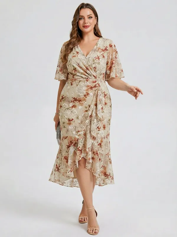 pretty FLORENCIA|Plus Size Midi Printed Mermaid Chiffon Dress sold by Ever Pretty