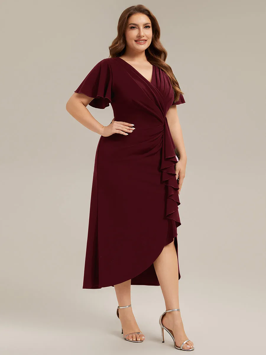Plus Size Thigh-High Slit Knit Wedding Guest Dress sold by Ever Pretty product image thumbnail 4