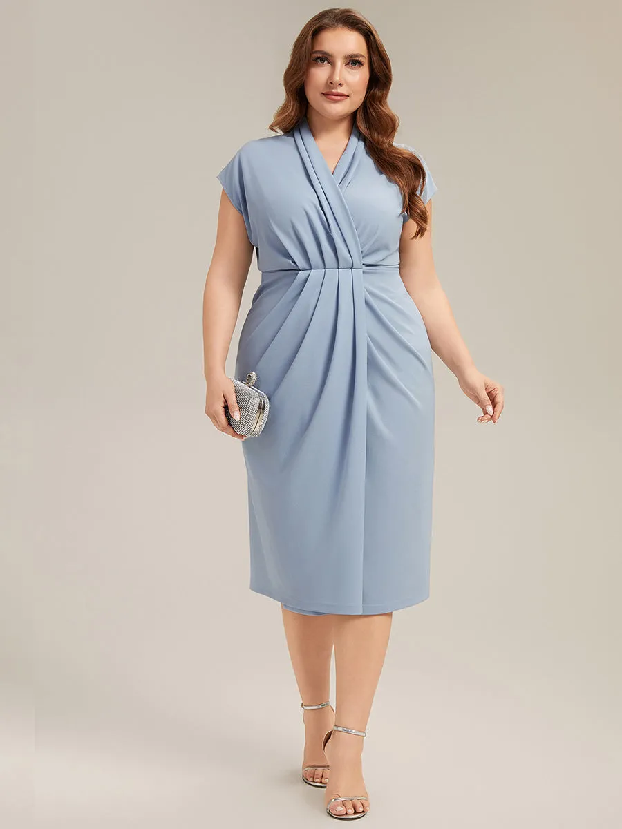 Plus Size Deep V-Neck Knit Wedding Guest Dress sold by Ever Pretty product image thumbnail 4