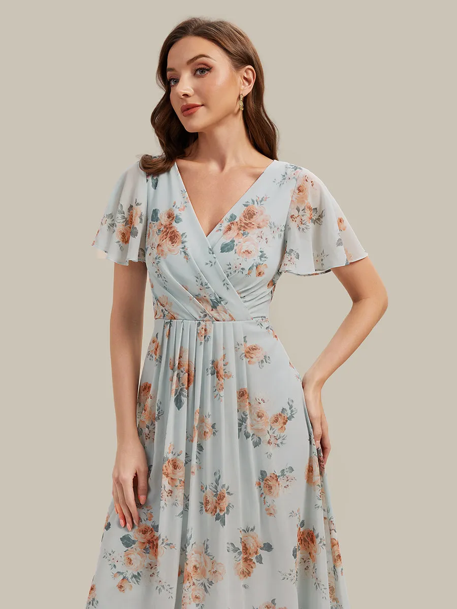 Printed Chiffon Ruffle Sleeve Wedding Guest Dress sold by Ever Pretty product image thumbnail 3