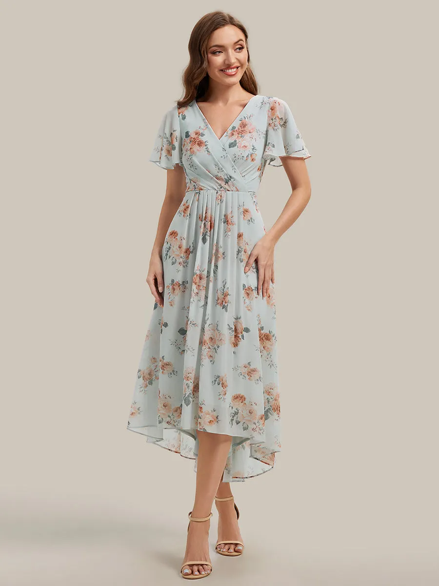 Printed Chiffon Ruffle Sleeve Wedding Guest Dress sold by Ever Pretty product image thumbnail 4