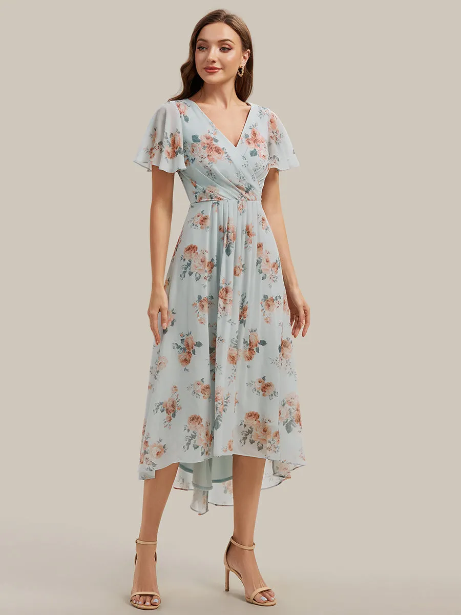 Printed Chiffon Ruffle Sleeve Wedding Guest Dress sold by Ever Pretty product image thumbnail 5