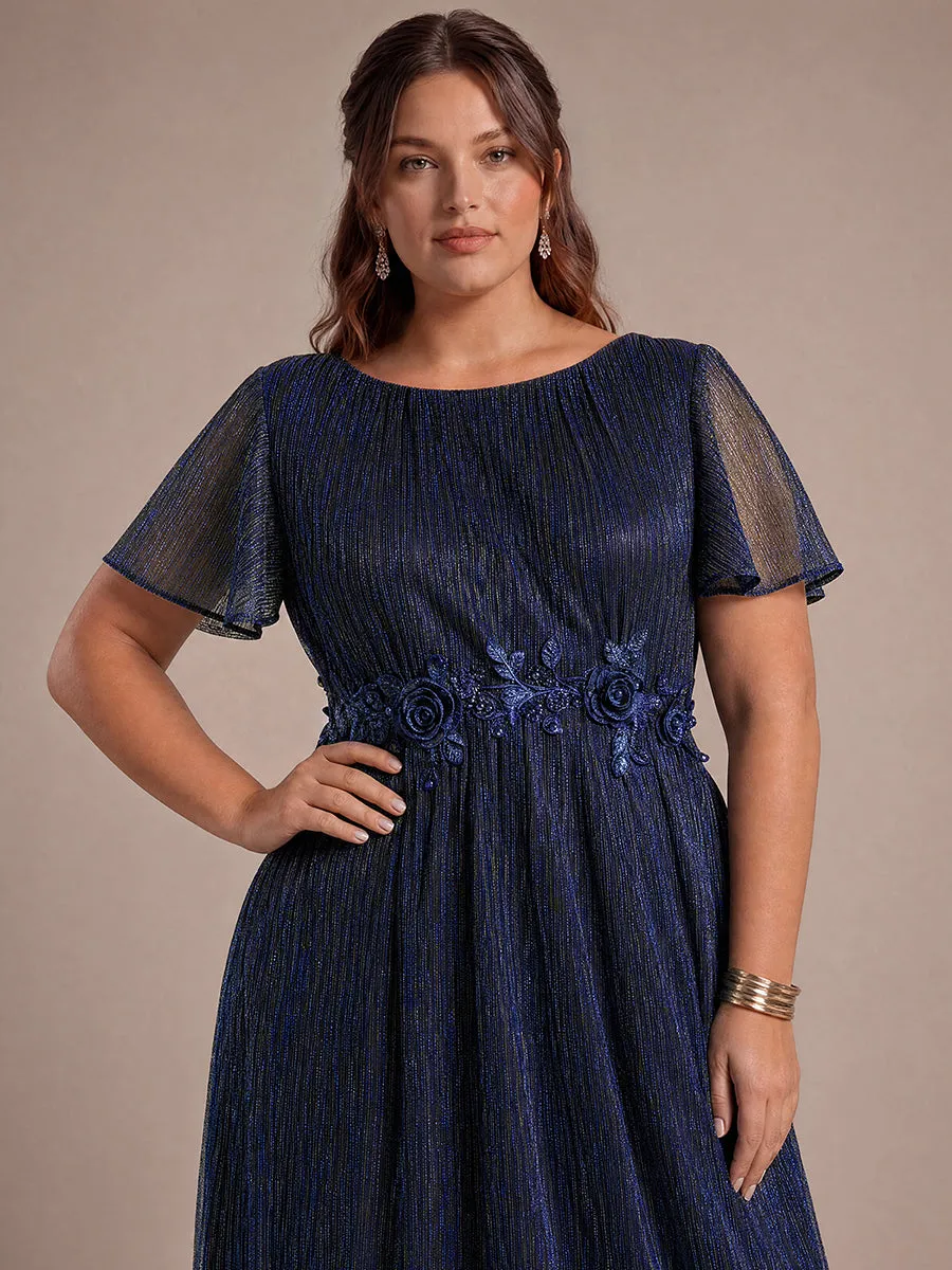 Plus Size Lurex Tulle Shimmer Short Sleeve Evening Dress sold by Ever Pretty product image thumbnail 3