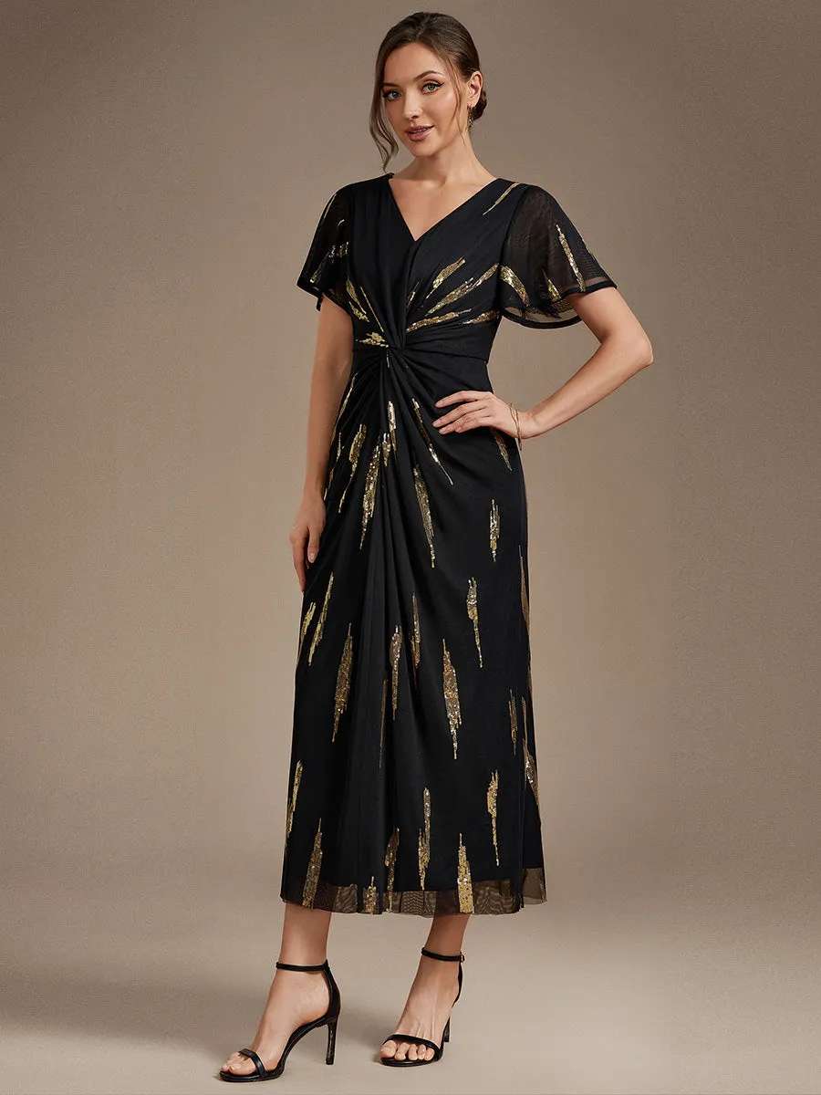 Sequin Tulle Ruffle Sleeve Wedding Guest Dress sold by Ever Pretty product image thumbnail 4