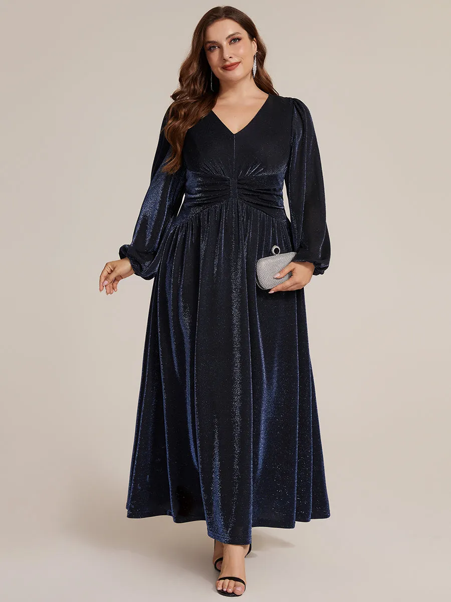 Plus Size Lurex Mesh Puff Sleeve Evening Dress sold by Ever Pretty product image thumbnail 3