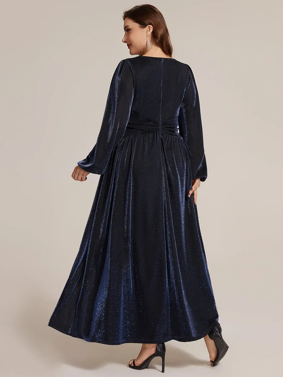 Plus Size Lurex Mesh Puff Sleeve Evening Dress sold by Ever Pretty product image thumbnail 4