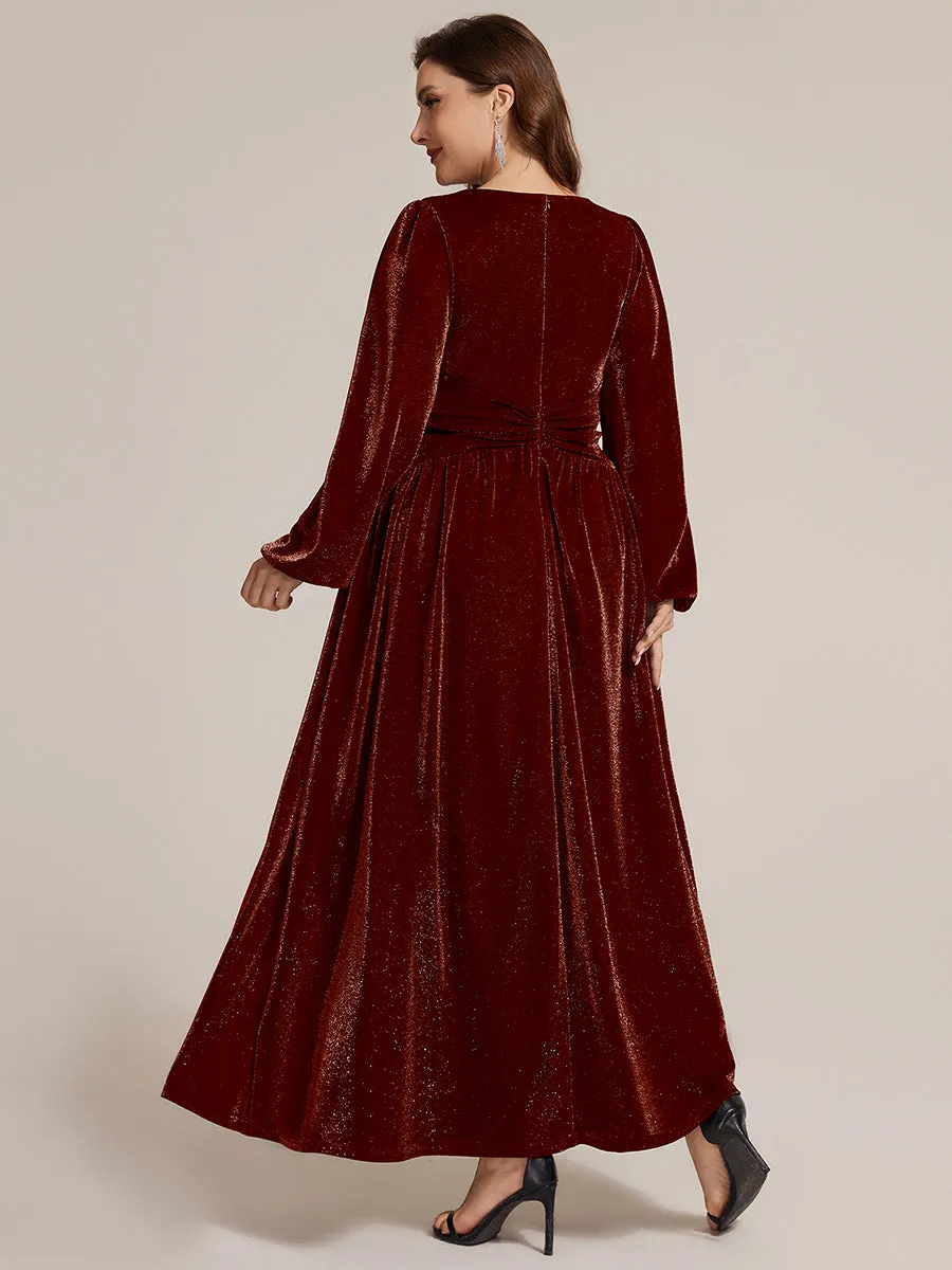 Plus Size Lurex Mesh Puff Sleeve Evening Dress sold by Ever Pretty product image thumbnail 2
