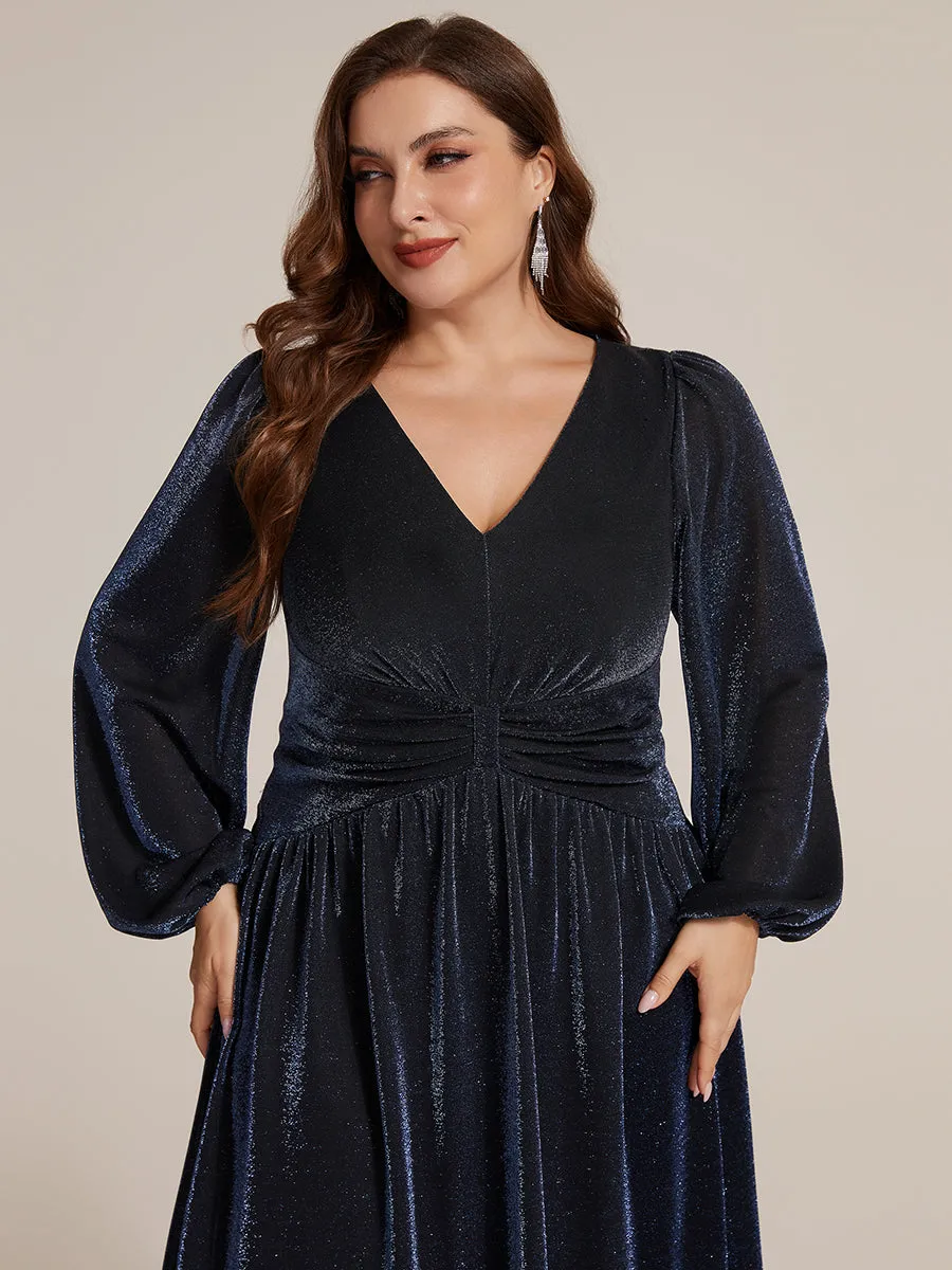 Plus Size Lurex Mesh Puff Sleeve Evening Dress sold by Ever Pretty product image thumbnail 5