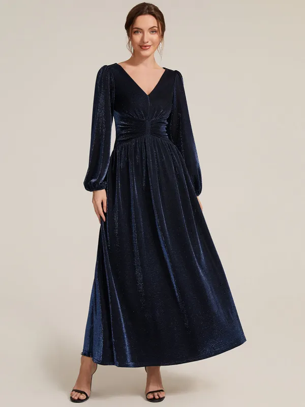 Lurex Mesh Puff Sleeve A-Line Evening Dress made by Ever Pretty