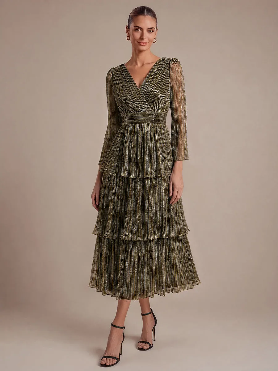 Tiered Lurex Tulle Shimmer Long Sleeve Wedding Guest Dress sold by Ever Pretty product image thumbnail 3