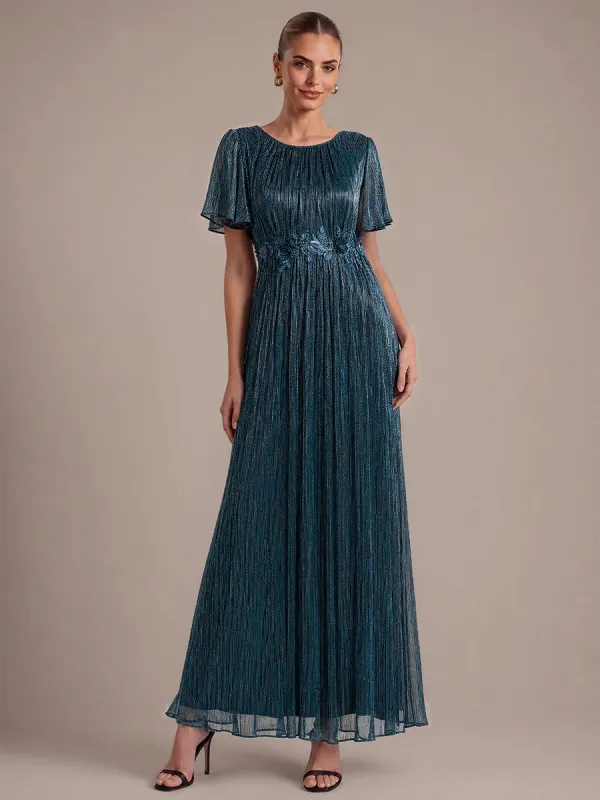Lurex Tulle Shimmer Short Sleeve Evening Dress made by Ever Pretty
