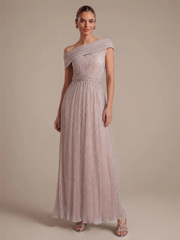 Pleating Lurex Tulle Shimmer Sleeveless Evening Dress made by Ever Pretty