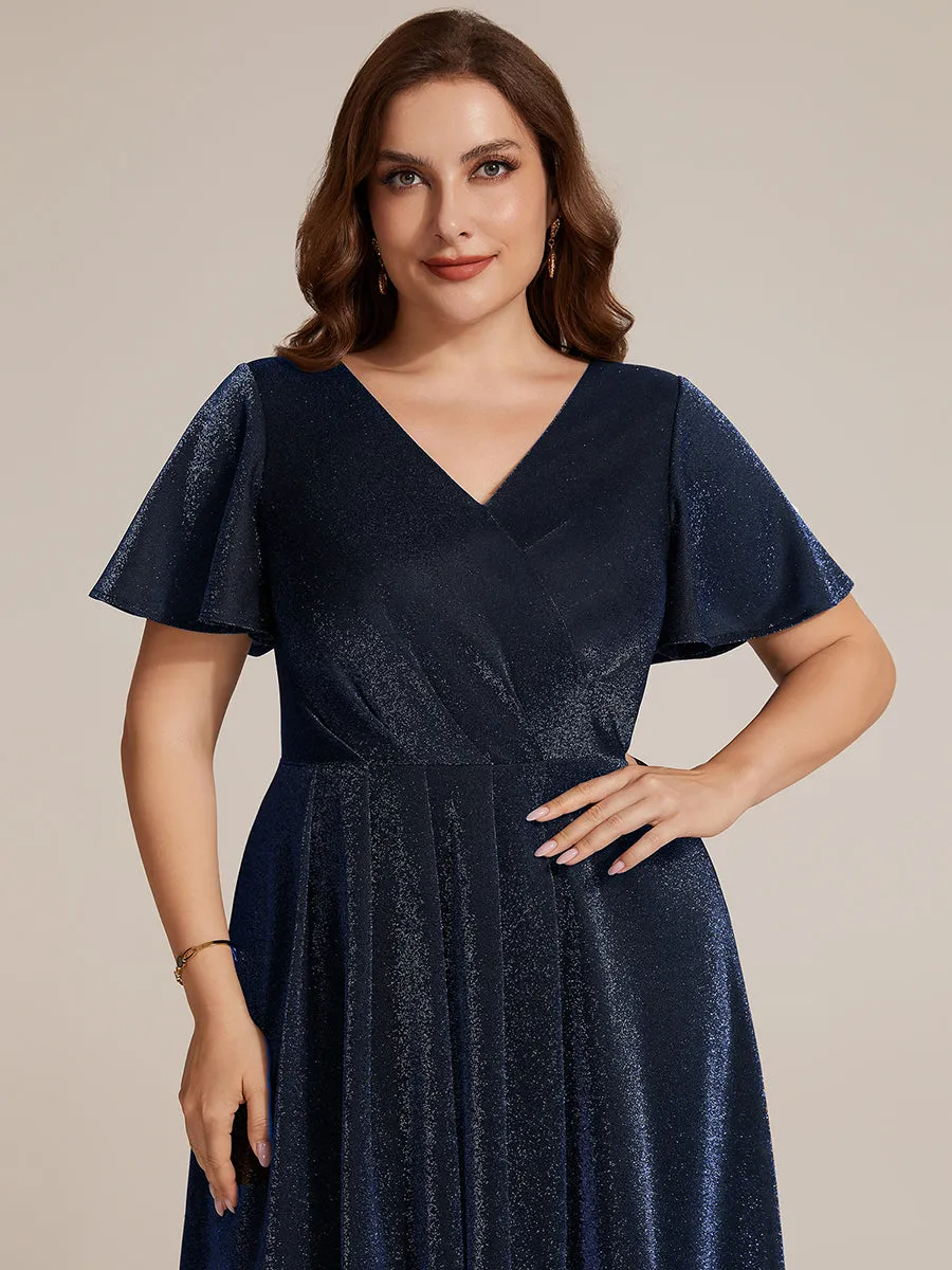 Plus Size Lurex Mesh Ruffle Sleeve Cocktail Dress for Wedding Guest sold by Ever Pretty product image thumbnail 5