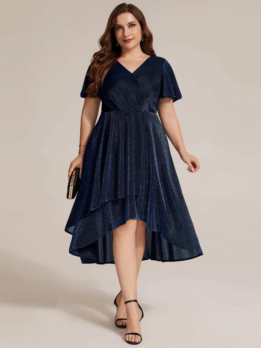 Plus Size Lurex Mesh Ruffle Sleeve Cocktail Dress for Wedding Guest sold by Ever Pretty product image thumbnail 3