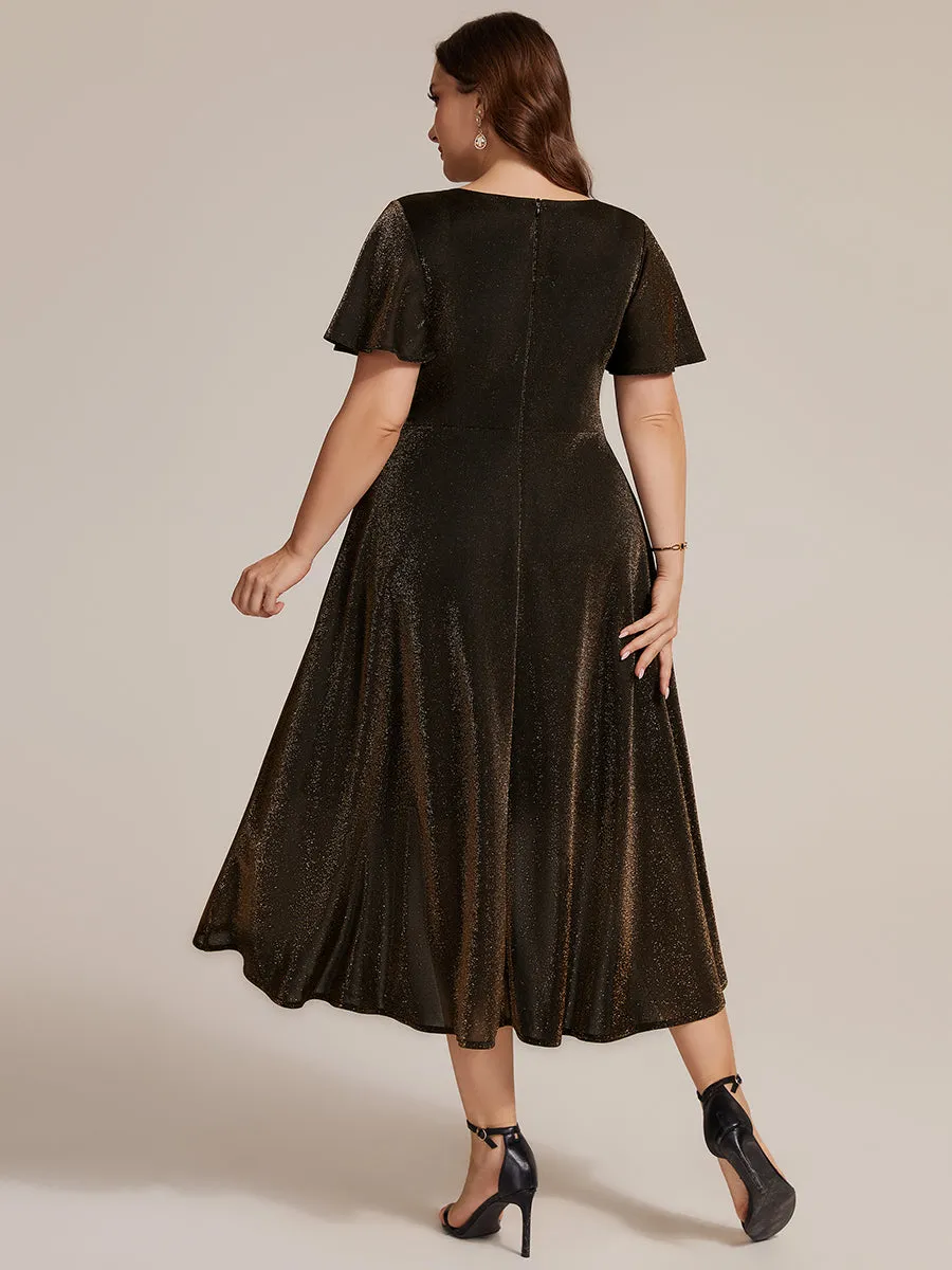 Plus Size Lurex Mesh Ruffle Sleeve Cocktail Dress for Wedding Guest sold by Ever Pretty product image thumbnail 2