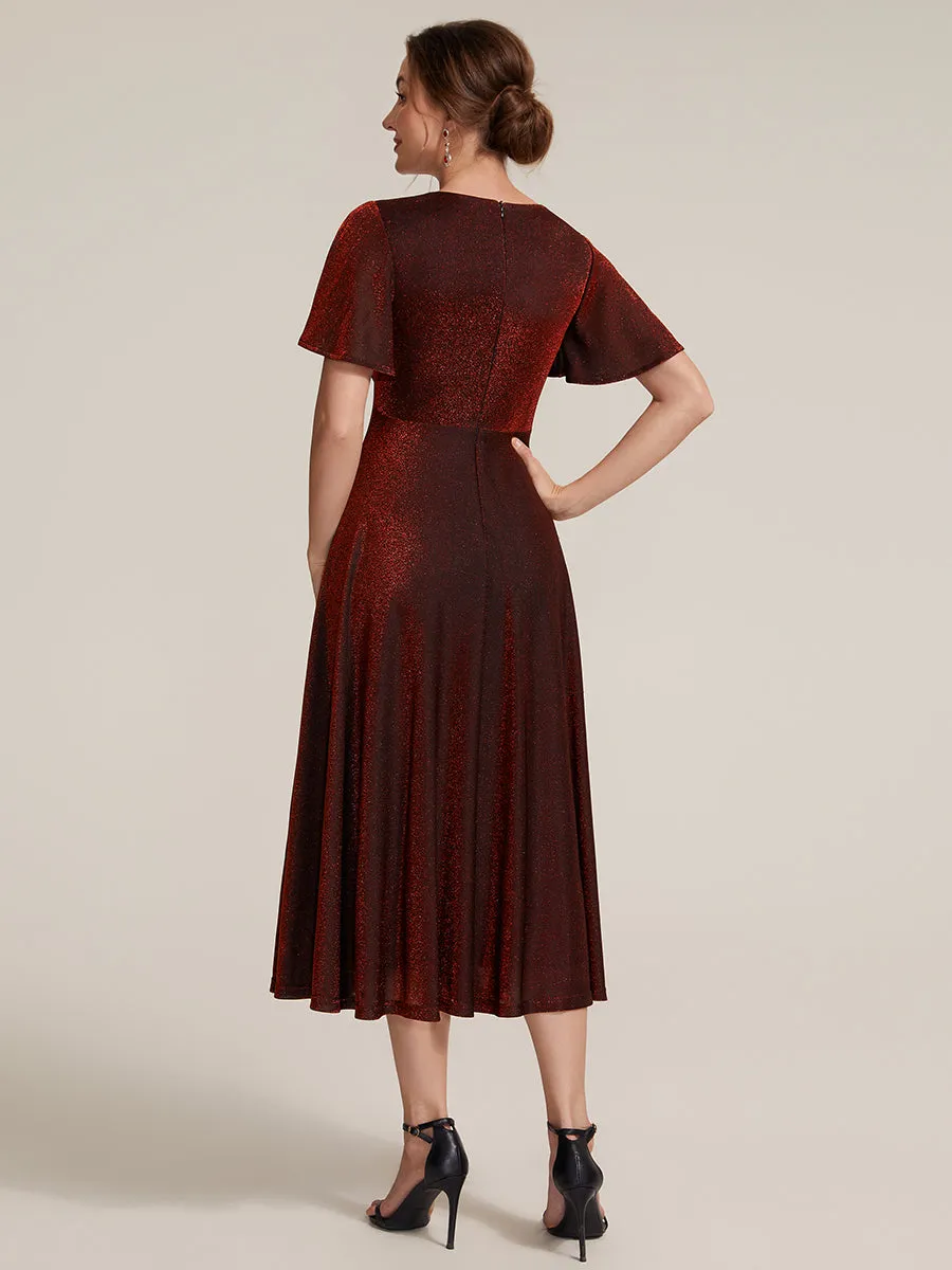Knit Glitter Ruffles Sleeve A-Line Wedding Guest Dress sold by Ever Pretty product image thumbnail 4