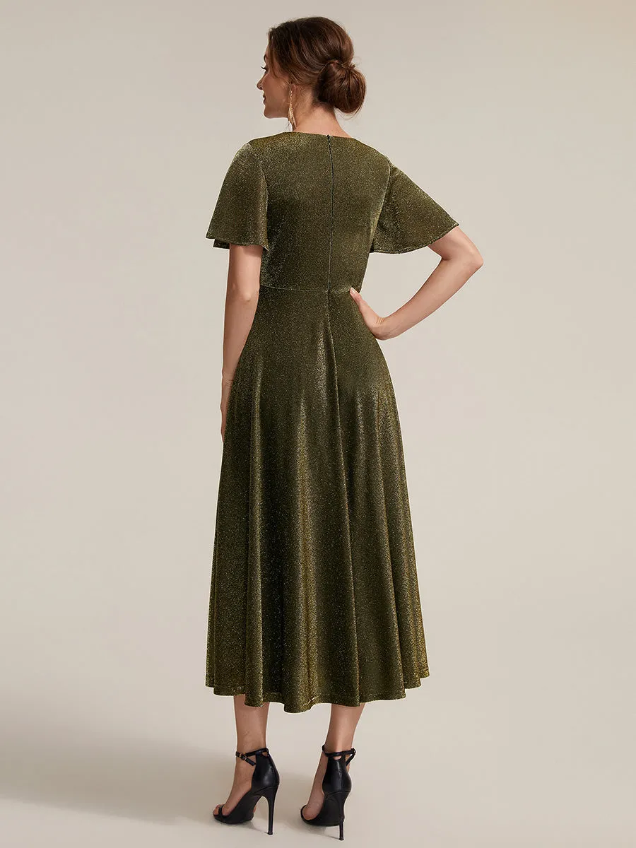 Knit Glitter Ruffles Sleeve A-Line Wedding Guest Dress sold by Ever Pretty product image thumbnail 2