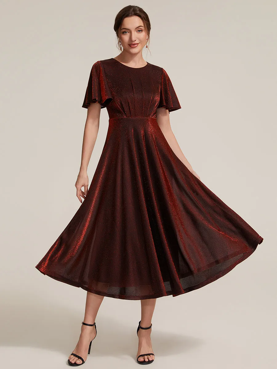 Knit Glitter Ruffles Sleeve A-Line Wedding Guest Dress sold by Ever Pretty product image thumbnail 3
