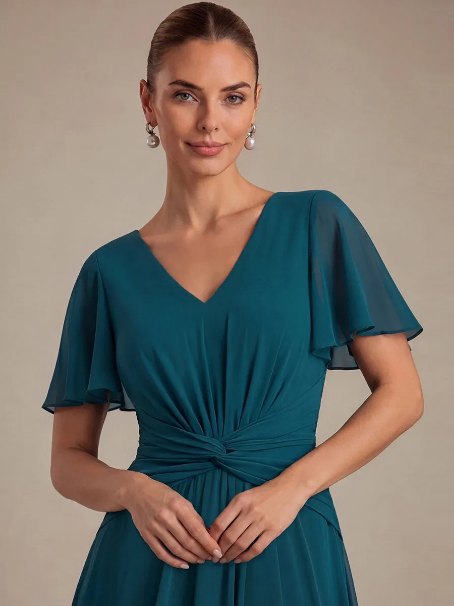 Knot Detail Chiffon Ruffle Sleeve Wedding Guest Dress sold by Ever Pretty product image thumbnail 3