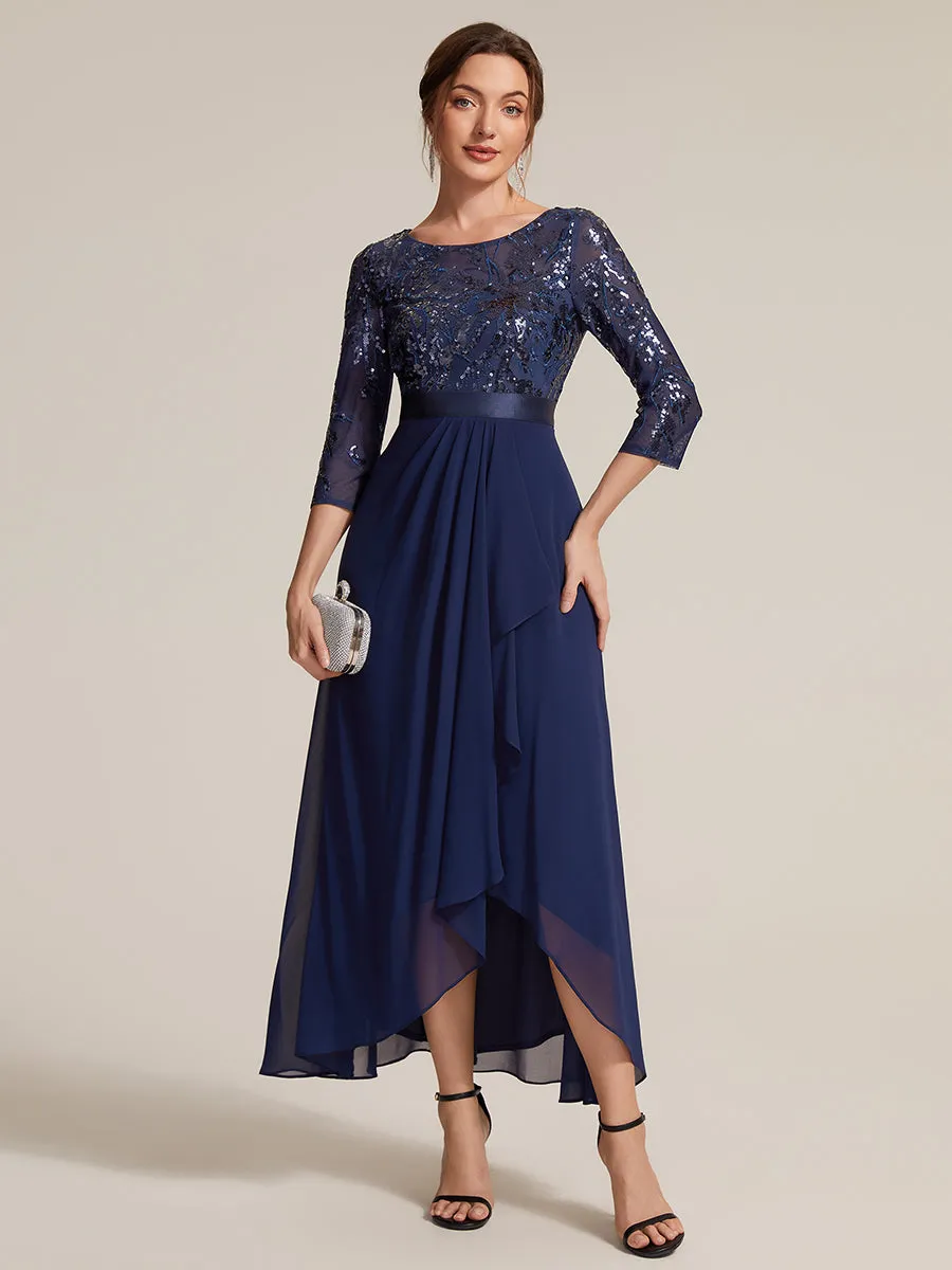Sequins Long Sleeve Asymmetrical Hem Evening Dress sold by Ever Pretty