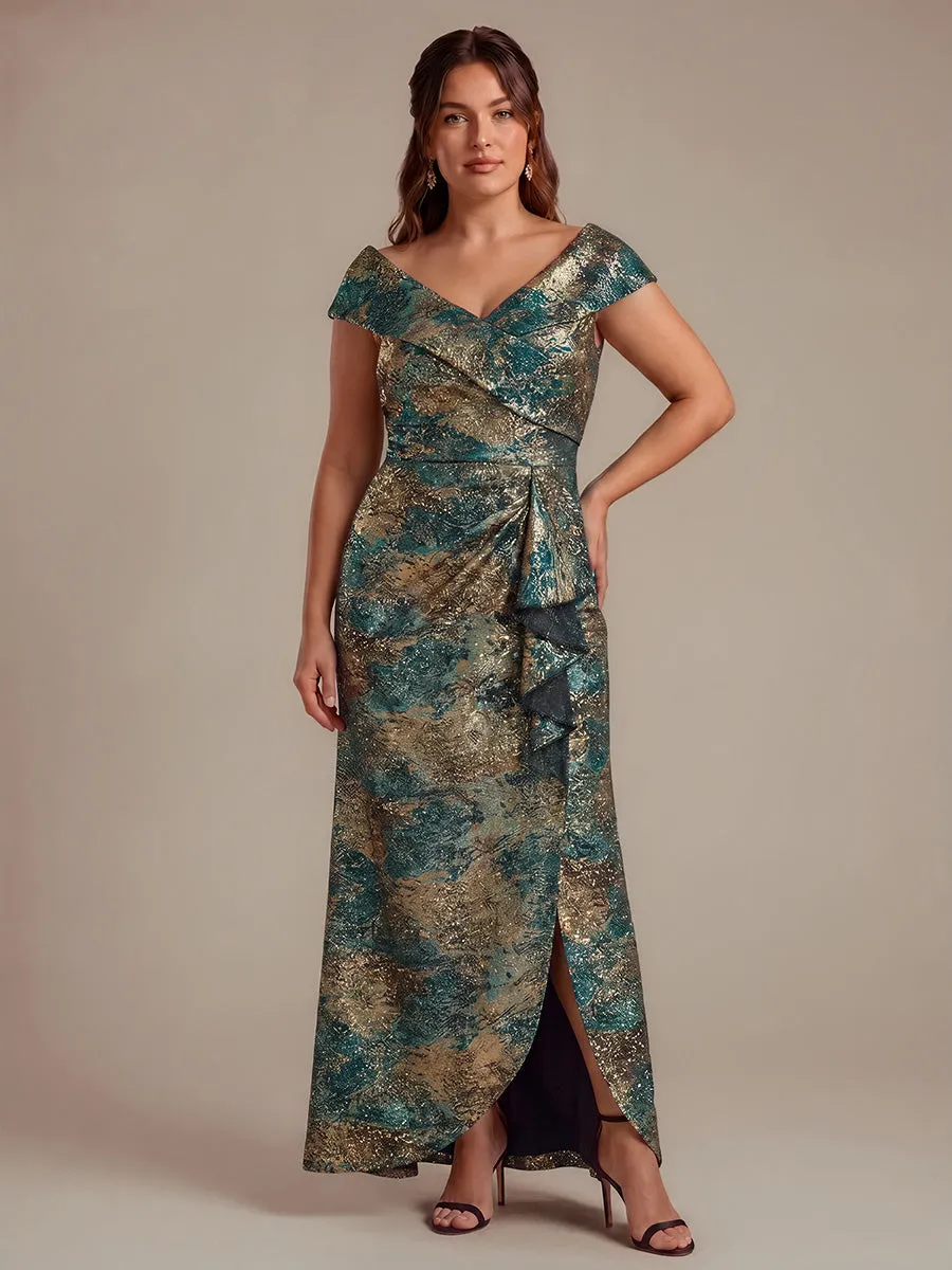 Plus Size Slit Jacquard Cap Sleeve Evening Dress sold by Ever Pretty product image thumbnail 4
