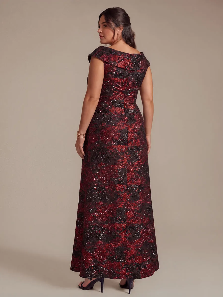 Plus Size Slit Jacquard Cap Sleeve Evening Dress sold by Ever Pretty product image thumbnail 2