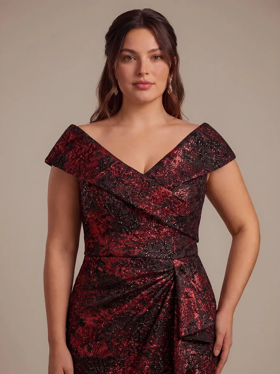 Plus Size Slit Jacquard Cap Sleeve Evening Dress sold by Ever Pretty product image thumbnail 3